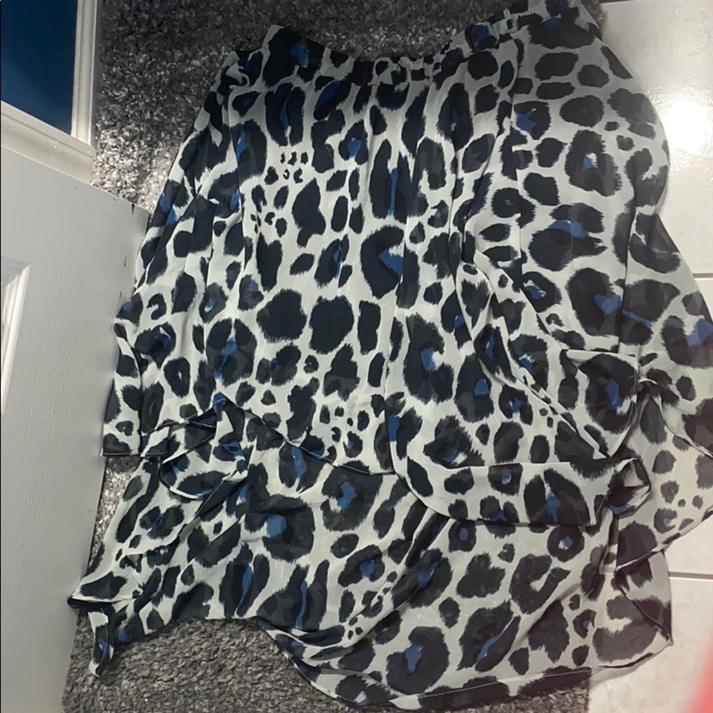 Blue and black cheetah print skirt